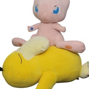 POKEMON MEW CAT BUILD A BEAR PLUSH & PSYDUCK YELLOW DUCK LOT OF 2 LARGE READ!